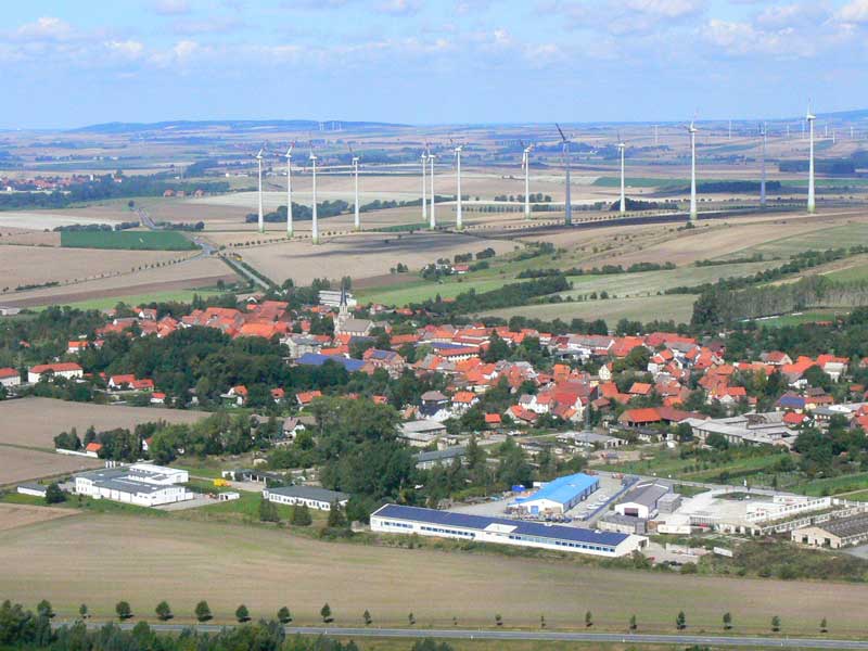 Dardesheim Windpark produces 40 times more electricity than needed, and 10 times the need for electricity heat, cooling and mobility.